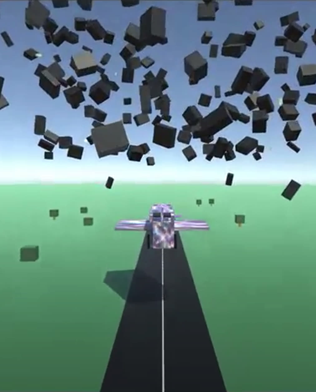 Flight Simulator - dodging falling debris in flight