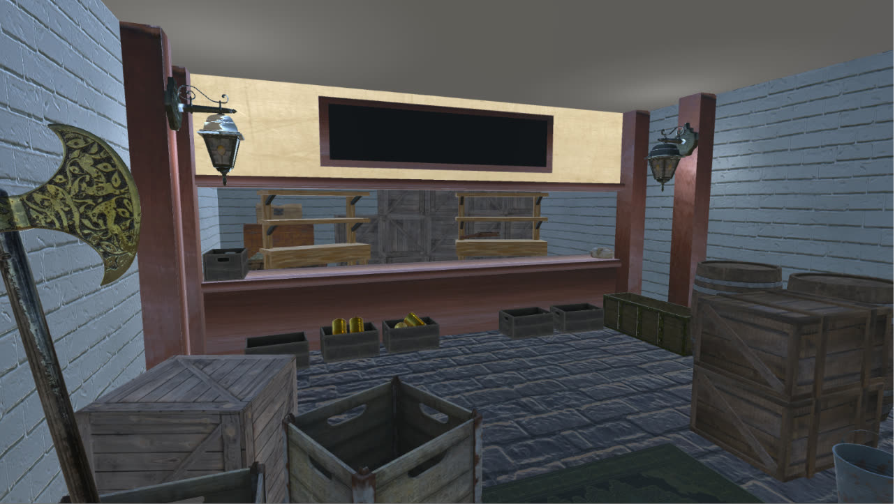 Dive shop scene: no lighting effects