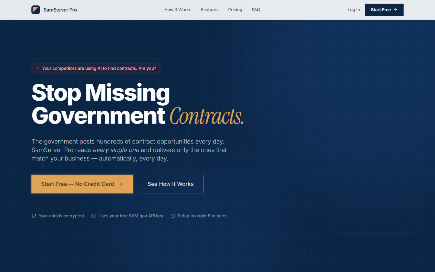The SamServer Pro landing page